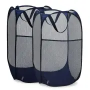 Handy Laundry Collapsible Mesh Pop Up Hamper with Wide Opening and Side Pocke...
