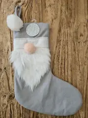 NEW Christmas Stocking Grey Knit SANTA BEARD Target Decoration Display Hanging