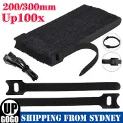 25-100pcs Magic Cable Ties Reusable Winder Coded Organiser Cords Hook Loop Black