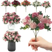 Artificial Flower 16 Heads Faux Silk Hydrangea Flower Bouquet Plants Home