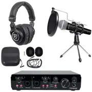 Rockville R-TRACK 2x2 USB Recording Interface+Mic+Stand+Pop Filter+Headphones