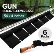 6pcs Gun Shotgun Socks Rifle Cases 137x10cm Pistol Airsoft Sleeves Handgun Storage Protector Silicone Treated Fabric Knit with Drawing Closure Black