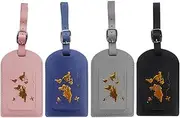 ZALIZR 4Pcs Personalised Leather Luggage Tags - Suitcase ID Tag Set for Travel, Gift, and Baggage Identification - Premium PU Leather with Privacy Protection