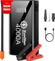 Car Battery Jump Starter 4000A 12V with Tire Inflator Air Compressor LED Power P