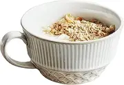Unique Soup Mug Container Coffee Tea Soup Bowls,Ceramic Soup Cup with Handle,500ml Coffee Cup,Deep Cereal Bowl for Breakfast Bowl,Coffee Mug-blue-15x12.5x7cm,17oz (Color : White)
