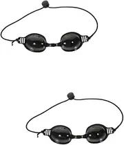 Healeved 2 Sets Beauty Mask Care Lip Under Patches LED Eyewear Glasses Clear Sunbed Glasses Safety For Sleeping Brow Gel Sunglasses Flashlight Black Pu