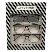Lulu Reading Glasses +1.50 in Black Blue Crystal,Purple Pink,Tortoise 3 PACK BOX