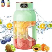 ZRW Portable Juicer Blender,2024 New Multifunctional Portable Juicer Cup with Digital Display,Portable Juicer Cup, Small Travel Blender for Shakes and Smoothies (Green, Single cup single lid)