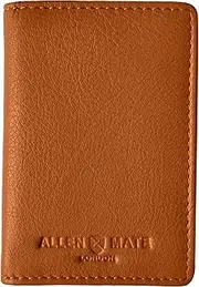 [ALLEN & MATE] Genuine Leather Travel Card Holder – Slim Minimalist Wallet for Travel, Bus Pass, ID, Driver’s License, Oyster Card – for Men & Women, Tan, Elite Holder, Minimalist