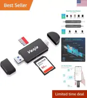 Compact USB C SD Card Reader - Travel-Friendly - USB 3.0 - Micro SD Card Adapter