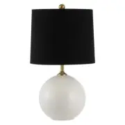 SAFAVIEH Table Lamp 24" 1-Light 1-Way Bedside Marbleized Glass Plug-In White