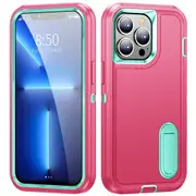 MCC Shockproof iPhone 15 Pro Max Case Cover Heavy Duty with Stand Apple [Magenta+Light Blue]