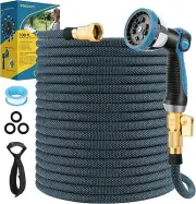 Non-Expanding Garden Hose 100 ft, Flexible Kink Free Water Hose with 10 Watering