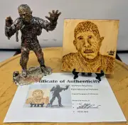 ‘63 Marx Mummy Figure & Pyrography Portrait – Handcrafted Horror Art with COA