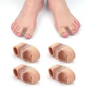 4pcs Toe Separators, Gel Correct Toes Toe Spacers with 2 Loops Breathable Hammertoes Straightener for Overlapping Toes Corrector Elastic Toe Aligners for Women Men