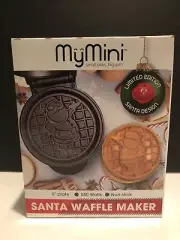 Nostalgia My Mini Santa Waffle Maker Red Non-Stick Compact Holiday 5" Plate