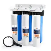 3 Stage Big Blue 20" Whole House System 1" Port + Carbon Block+Sediment Filters