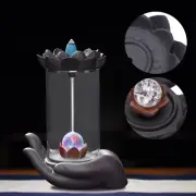 LED Light Waterfall Smoke Effect Backflow Incense Burner Buddha Hand Base