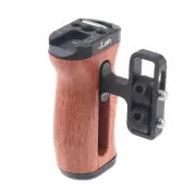 Wooden Side Handle Grip with Cold Shoe Mount for DSLR Vlogging Camera Cage Rig