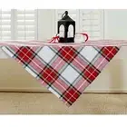 Solino Home Linen Square Table Throw for Dining Christmas Decor - Stewart Plaid