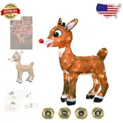 26-Inch Pre-Lit 3D Rudolph Yard Art with 70 LED Lights - Festive Christmas Decor