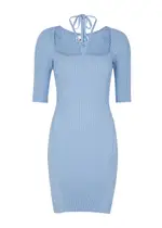 Ganni Ribbed-knit Mini Dress - Light Blue - L L