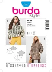 Burda Style 7131 Misses Jacket Loose-Fitting 10-12-14-16-18-20-22 Sewing Pattern