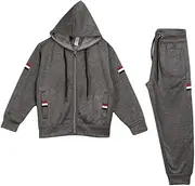 [Style Lockers] Kids Tracksuit Girls Boys Tape Designer's Plain Fleece Hooded Hoodie Bottom Jogging Suit Joggers Sweatpants Sports Activewear Set 3-14 Years