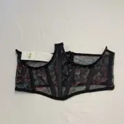 Daisy Corsets Lavish Neon Butterfly Print Mesh Open Cup Waist Cincher Women’s XL