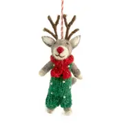 Felt Rocco Reindeer Christmas Ornament Green