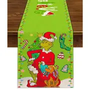 Christmas Table Runner Grinch Decor 33x183cm Merry Indoor Outdoor Party Dining Festive Holiday Home Ornament Seasonal Charm