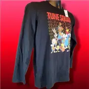 SPACE JAM Looney Toons Long Sleeve Navy Graphic T-Shirt Tune Squad Size XL Youth