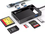 SD Card Reader USB 3.0 [2.5FT Nylon Braided Extra USB 3.0 Ports, 5Gbps] 7 in 1