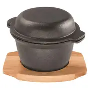 Pyrolux Pyrocast 12cm Garlic Pot w/ Lid & Tray Round Induction/Gas Cookware BLK