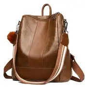 Women Lady School Leather Girls Backpack Outdoor Travel Portable Handbag Shoulder Bag BROWN COLOR