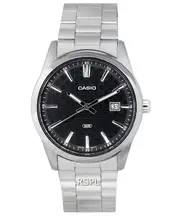 Casio Analog Stainless Steel Black Dial Date Japan Mov't MTP-VD03D-1A Mens Watch
