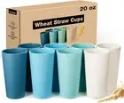Wheat Straw Cups Set of 8, 20 Oz Unbreakable Drinking, Chip Resistant, Reusable