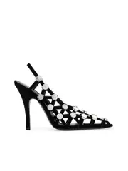The Attico Grid Slingback Pumps