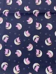1 Yard- Peppa pig fabric - Peppa On The moon - 100% Cotton - Black - 36 X 44”