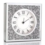 ALLARTONLY Desk Clock Wall Clock 8x8x2Inch Crushed Diamond Mirrored Clock Tab...