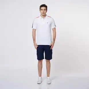 【NAUTICA】男裝 純棉拼接撞色短袖POLO衫(白色)