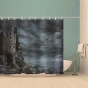 Dark Clouds Cover Tower 3D Shower Curtain Waterproof Fabric Bathroom Decoration