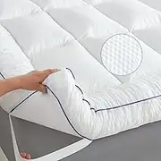 WhatsBedding 3 Inch Memory Foam Mattress Topper Full Size, with 3D Bubble Mattress Pad Cover, Soft Quilted 100% Cotton Layer for Back Pain, White(54"x75")