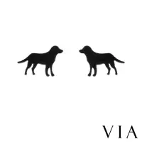 在飛比找momo購物網優惠-【VIA】白鋼耳釘 獵犬耳釘/動物系列 黃金獵犬狗狗造型白鋼