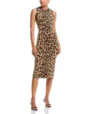 Aqua Leopard Print Midi Dress