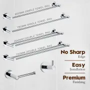 Decaura Double Single Towel Rail Toilet Roll Holder Robe Hook Wall Mount Chrome