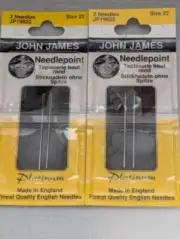 John James Needlepoint Tapestry hand Needles Size 22 - 4 needles new Platinum