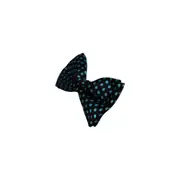 Mens Black With Light Blue Small Polka Dot Patterned Bow Ties