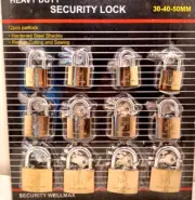 12 pc. LOCKS 3 SIZES, 30,40,50 mm 3 KEYS PER LOCK