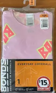 New Girls Bonds Coverall Romper Long Sleeved Pink - Size 00